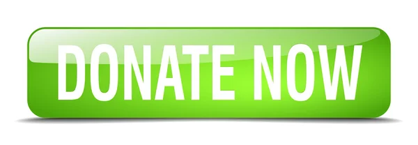 Donate now green square 3d realistic isolated web button — Wektor stockowy