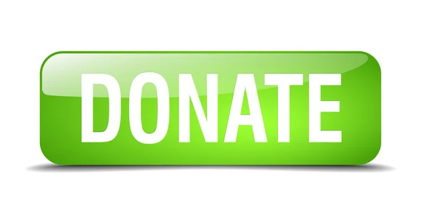 Donate green square 3d realistic isolated web button — Wektor stockowy