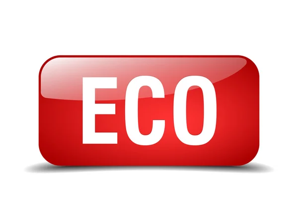 Eco red square 3d realistic isolated web button — 스톡 벡터