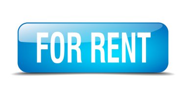 for rent blue square 3d realistic isolated web button