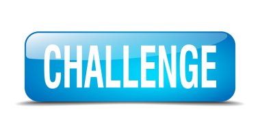 challenge blue square 3d realistic isolated web button