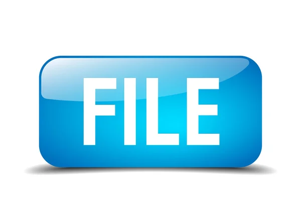 Arquivo azul quadrado 3d realista botão web isolado — Vetor de Stock
