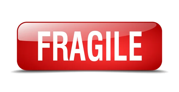 Fragile red square 3d realistic isolated web button — Διανυσματικό Αρχείο