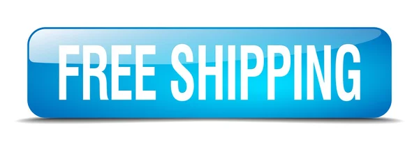 Free shipping blue square 3d realistic isolated web button — ストックベクタ