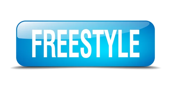 Freestyle blue square 3d realistic isolated web button — Stockvector