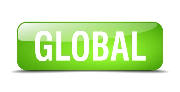 Global green square 3d realistic isolated web button — Stock vektor