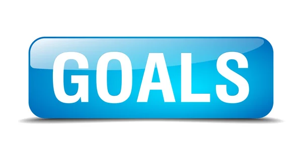 Goals blue square 3d realistic isolated web button — Stock Vector