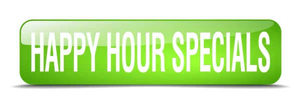 Happy hour specials green square 3d realistic isolated web button — Stock vektor