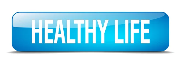 Healthy life blue square 3d realistic isolated web button — ストックベクタ