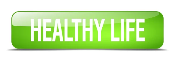 Healthy life green square 3d realistic isolated web button — Wektor stockowy