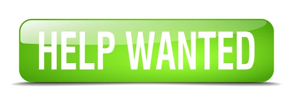 Help wanted green square 3d realistic isolated web button — Stock Vector
