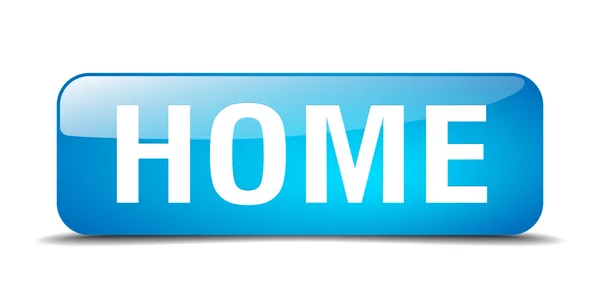 Home bleu carré 3d réaliste isolé bouton web — Image vectorielle