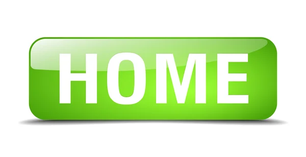 Home green quadrato 3d realistico isolato pulsante web — Vettoriale Stock