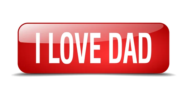 I love dad red square 3d realistic isolated web button — Stok Vektör