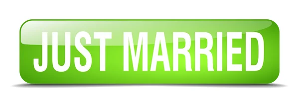 Just married blue square 3d realistic isolated web button — Stock vektor
