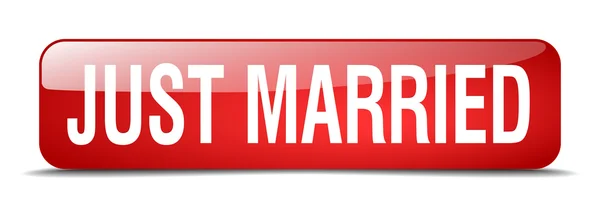 Just married red square 3d realistic isolated web button — Stok Vektör