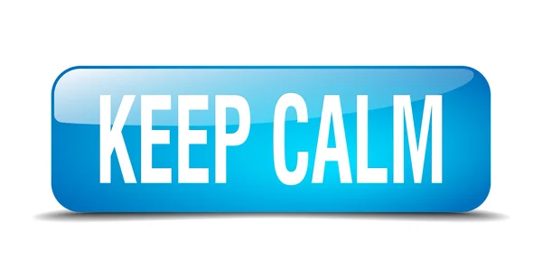 Keep calm blue square 3d realistic isolated web button — Stok Vektör
