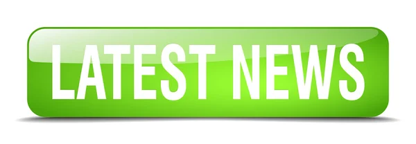 Latest news green square 3d realistic isolated web button — Stockvector