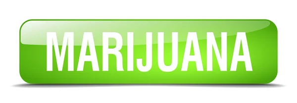 Marijuana green square 3d realistic isolated web button — Stock Vector