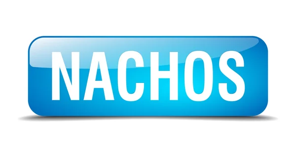 Nachos blå torget 3d realistiska isolerade web button — Stock vektor