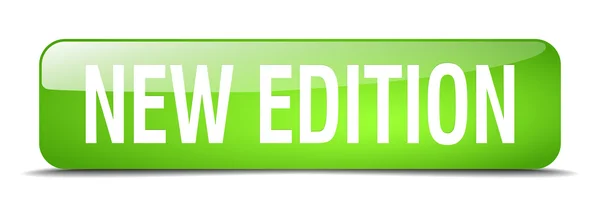 Nueva edición verde cuadrado 3d realista aislado botón web — Vector de stock