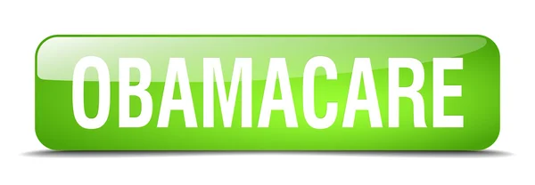 Obamacare yeşil kare 3d gerçekçi izole web düğmesi — Stok Vektör
