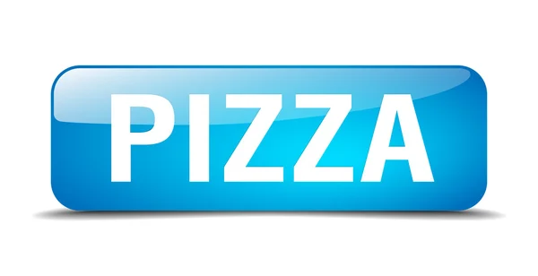 Pizza blu quadrato 3d realistico isolato pulsante web — Vettoriale Stock