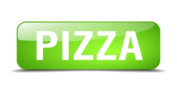 Pizza verde quadrato 3d realistico isolato pulsante web — Vettoriale Stock