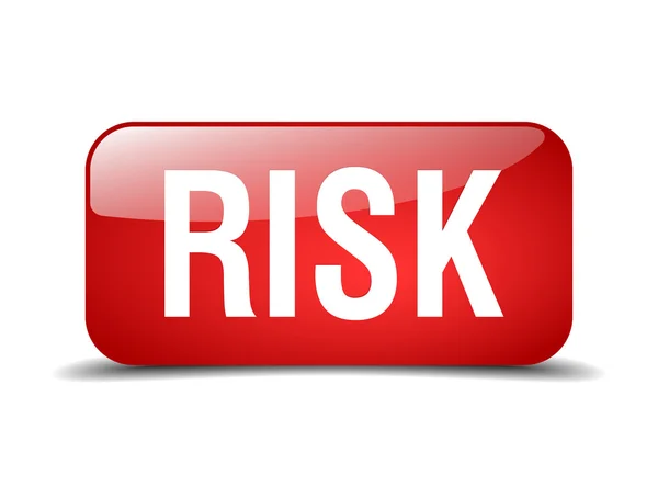 Risk red square 3d realistic isolated web button — Stock Vector