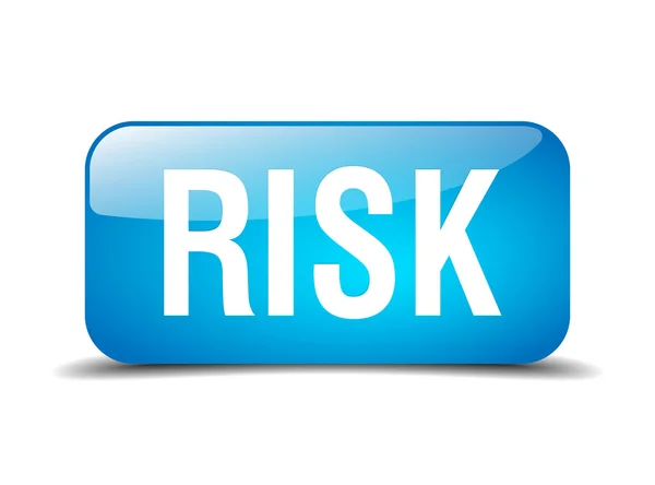 Risico van blauw vierkant 3D-realistische geïsoleerde web knop — Stockvector