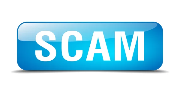 Scam blue square 3d realistic isolated web button — Stockvector