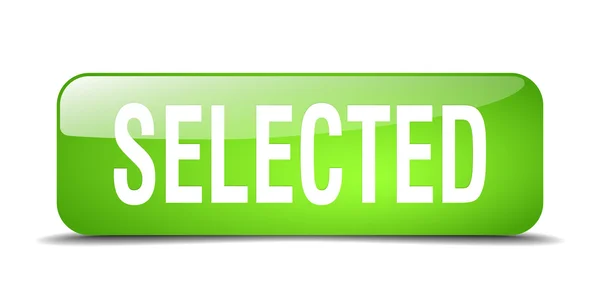 Selected green square 3d realistic isolated web button — Διανυσματικό Αρχείο