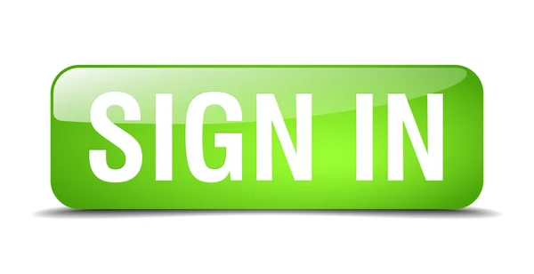 Sign in green square 3d realistic isolated web button — 图库矢量图片