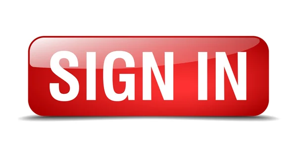 Sign in red square 3d realistic isolated web button — Stockový vektor