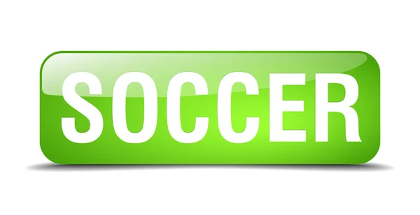 Soccer green square 3d realistic isolated web button — Stock vektor