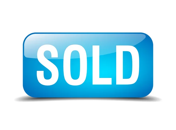 Sold blue square 3d realistic isolated web button — ストックベクタ