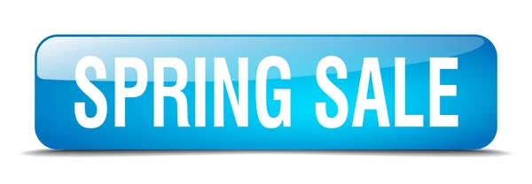 Spring sale blue square 3d realistic isolated web button — Stockvector