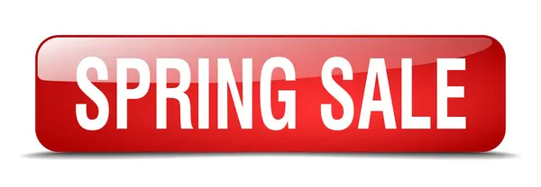 Spring sale red square 3d realistic isolated web button — Διανυσματικό Αρχείο