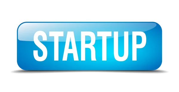 Startup blue square 3d realistic isolated web button — 图库矢量图片