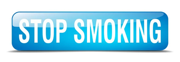 Stop smoking blue square 3d realistic isolated web button — Wektor stockowy