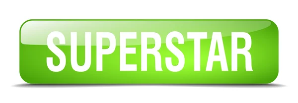 Superstar green square 3d realistic isolated web button — Stock Vector