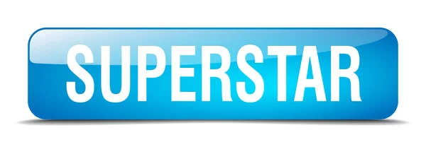 Superstar azul quadrado 3d realista botão web isolado —  Vetores de Stock