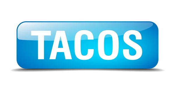 Tacos azul quadrado 3d realista botão web isolado —  Vetores de Stock
