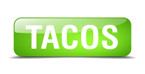 Tacos quadrado verde 3d realista botão web isolado — Vetor de Stock