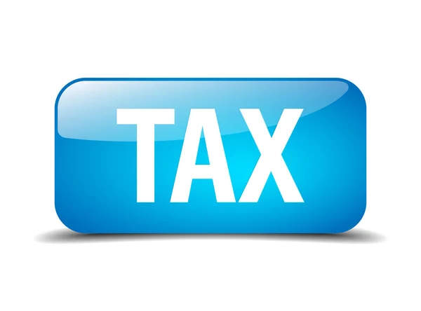 Tax blue square 3d realistic isolated web button — Διανυσματικό Αρχείο