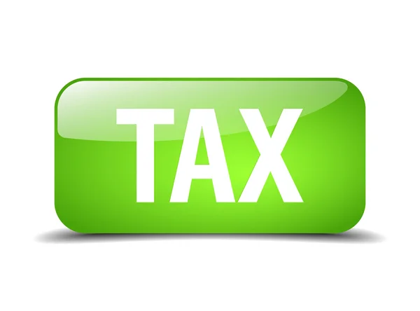 Imposto verde quadrado 3d realista botão web isolado —  Vetores de Stock