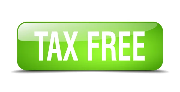 Libre de impuestos verde cuadrado 3d realista aislado botón web — Vector de stock