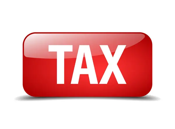 Tax red square 3d realistic isolated web button — 스톡 벡터