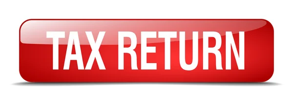 Tax return red square 3d realistic isolated web button — ストックベクタ