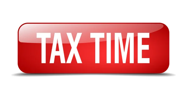 Tax time red square 3d realistic isolated web button — Stockový vektor